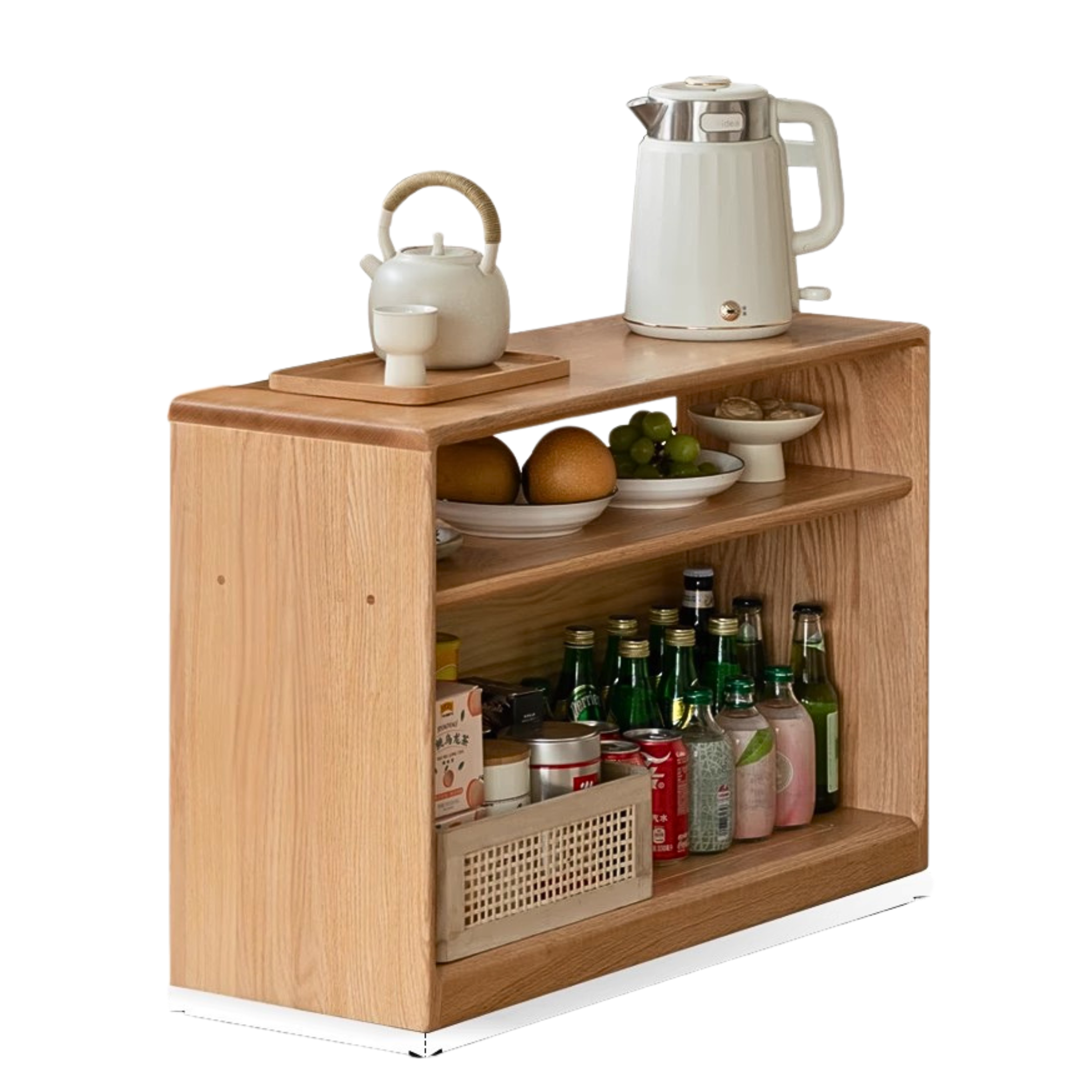 Oak Solid Wood Wheel Side Table