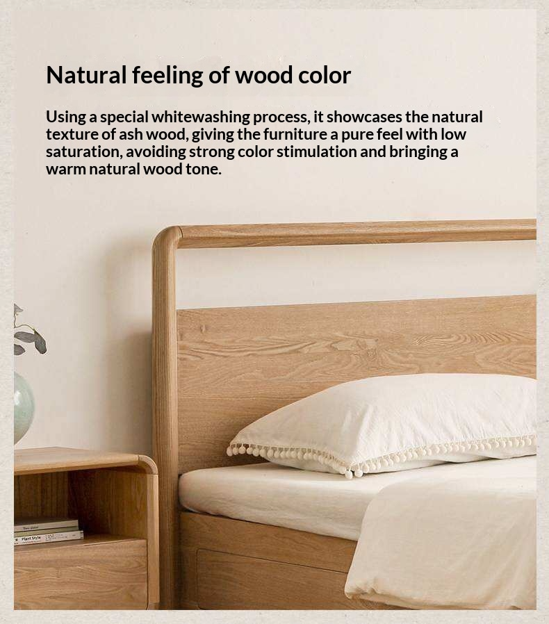 Ash Solid Wood Box Bed Modern Simple