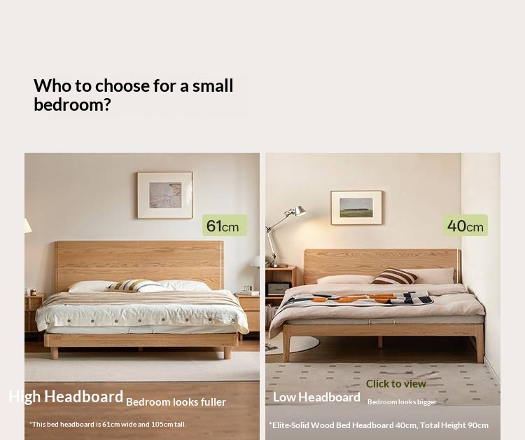 Oak Solid Wood Bed Modern Minimalist Large Bed
