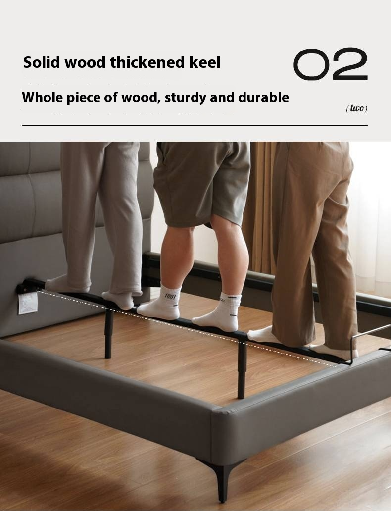 Luxury Genuine Leather Modern Minimalist Bed