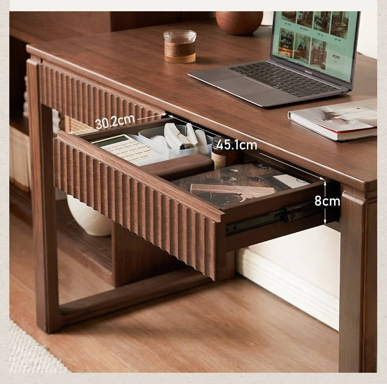 Black Walnut Solid Wood, Solid RubberWood Computer Desk