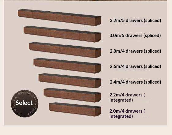 Catalpa Solid Wood TV Cabinet with Storage Drawers, Media Console with Slate Top