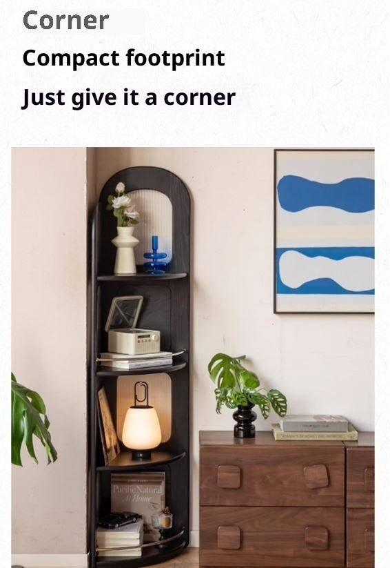 Oak Solid Wood Bauhaus Style Corner Bookshelf