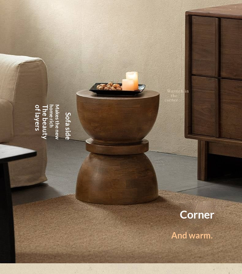 Mango Solid Wood Wabi Sabi Round Side Table