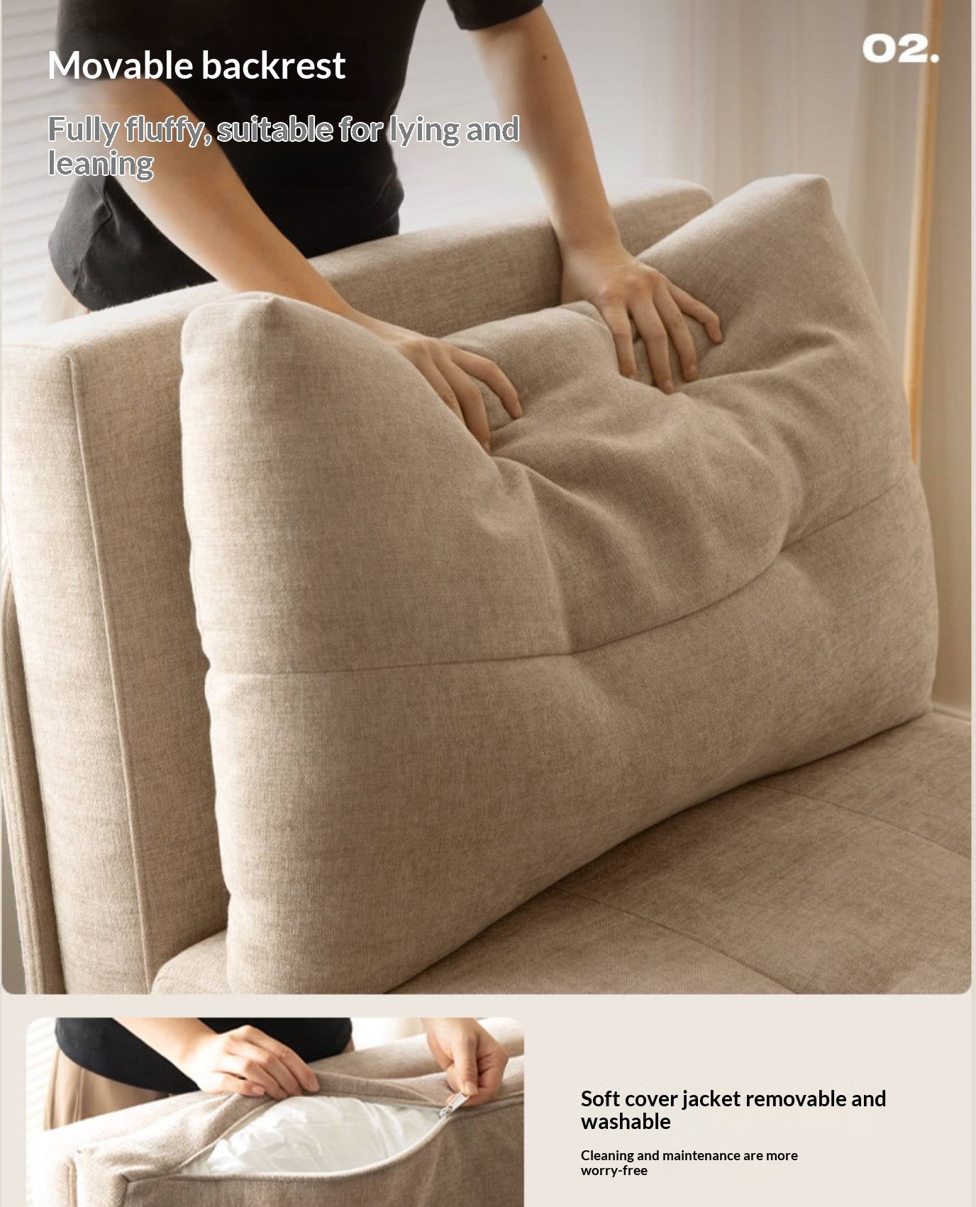Fabric Convertible Sleeper Chair with Side Storage Pocket