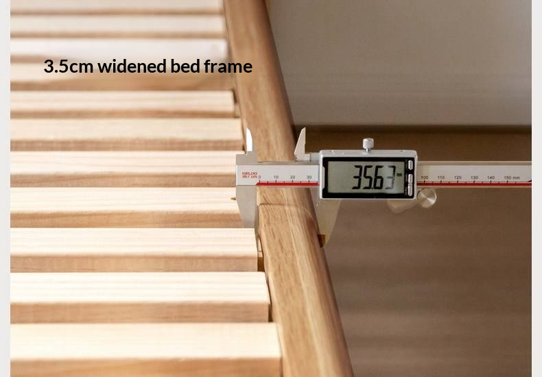 Oak Solid Wood Bed — Italian Light Luxury with White Genuine Leather and Soft Backrest