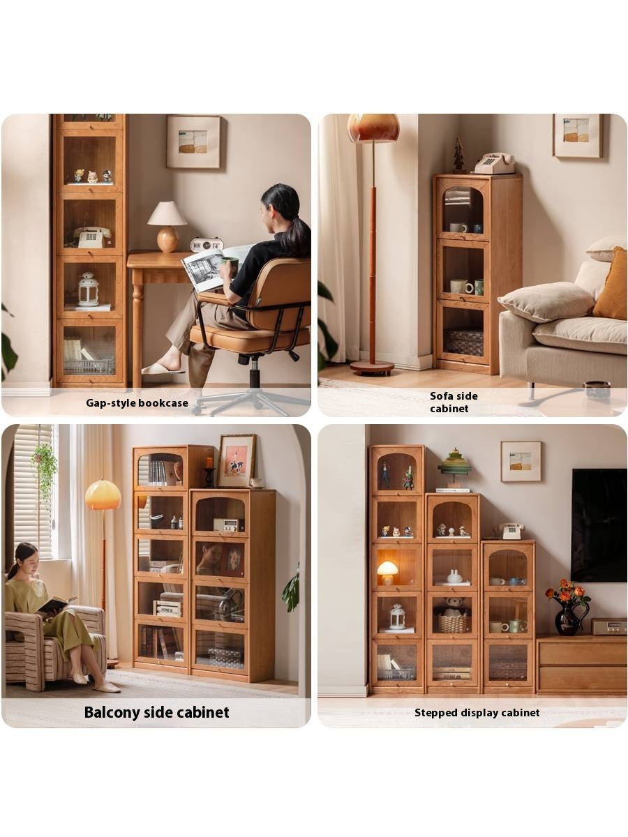 Cherry Solid Wood Ancient Style Floor Bookcase