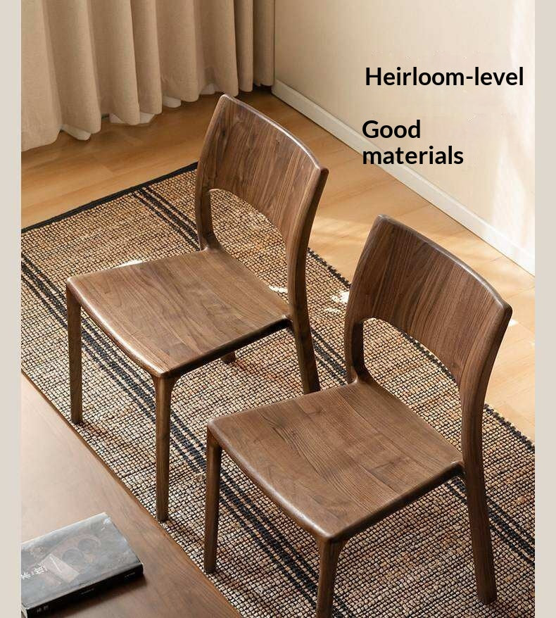 4 pcs Black Walnut Solid Wood Dining Chair with Sculpted Backrest Design