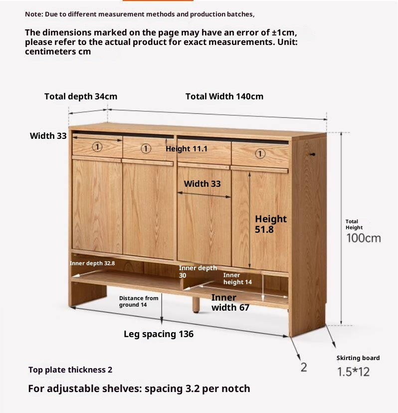 Oak Solid Wood Capacity Shoe Cabinet.