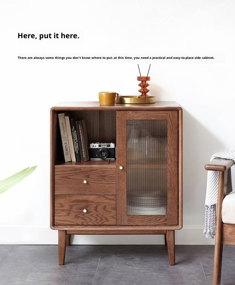 Oak Solid Wood, Solid Rubberwood Side Cabinet.