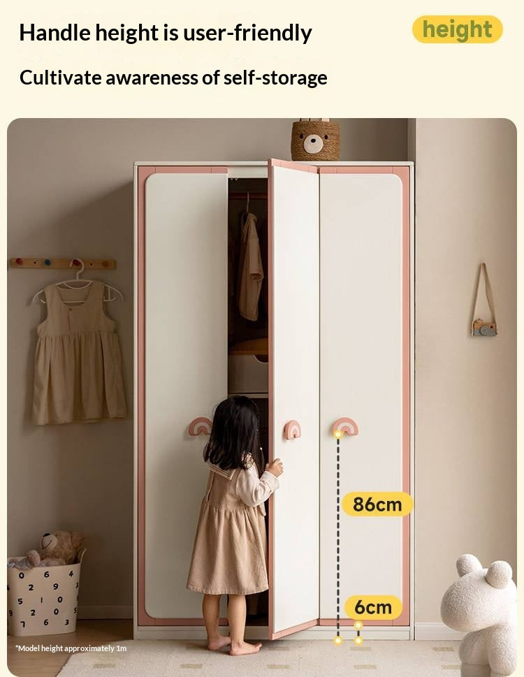 Solid RubberWood Kids Modular Wardrobe Closet with Multi-Size Storage Options