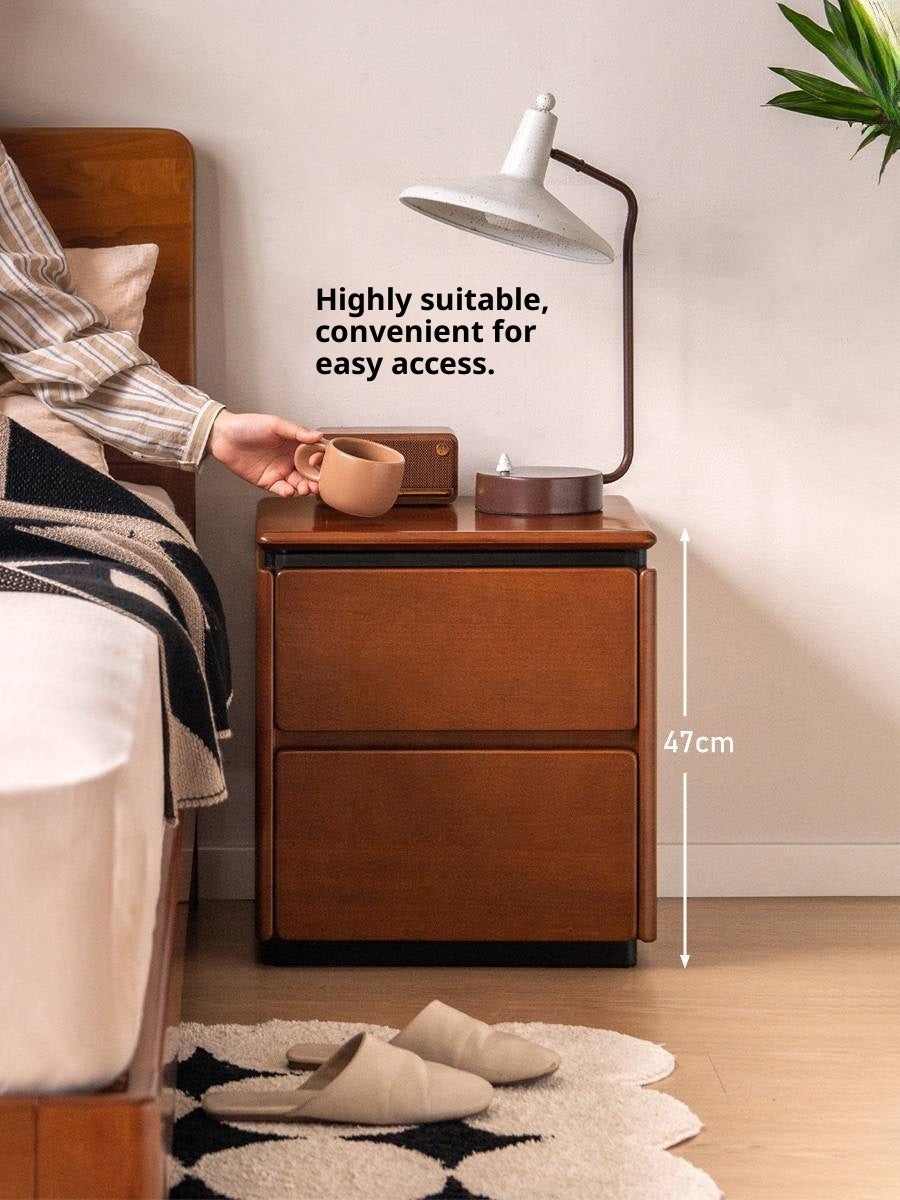 PoplarSolid Wood Vintage Style Nightstand