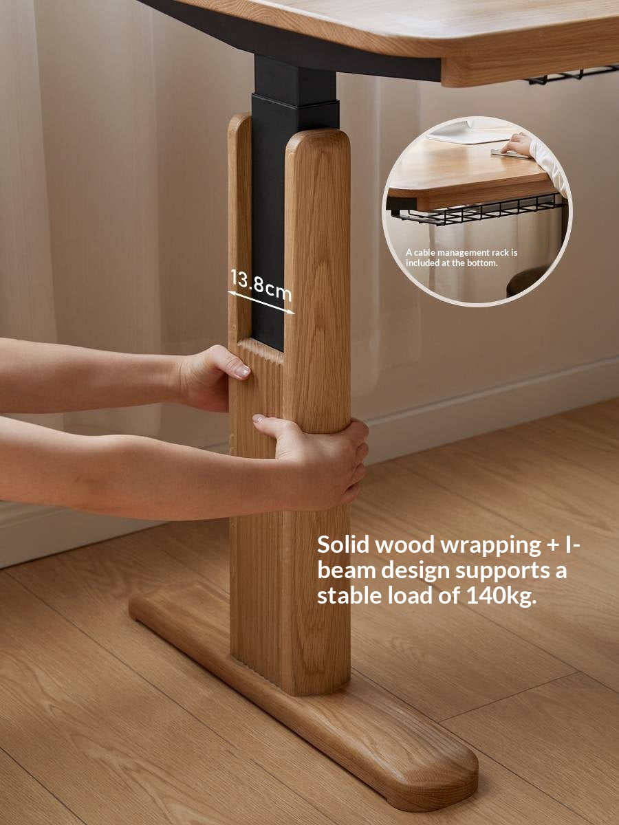 Oak Solid Wood Electric Lift Office Desk