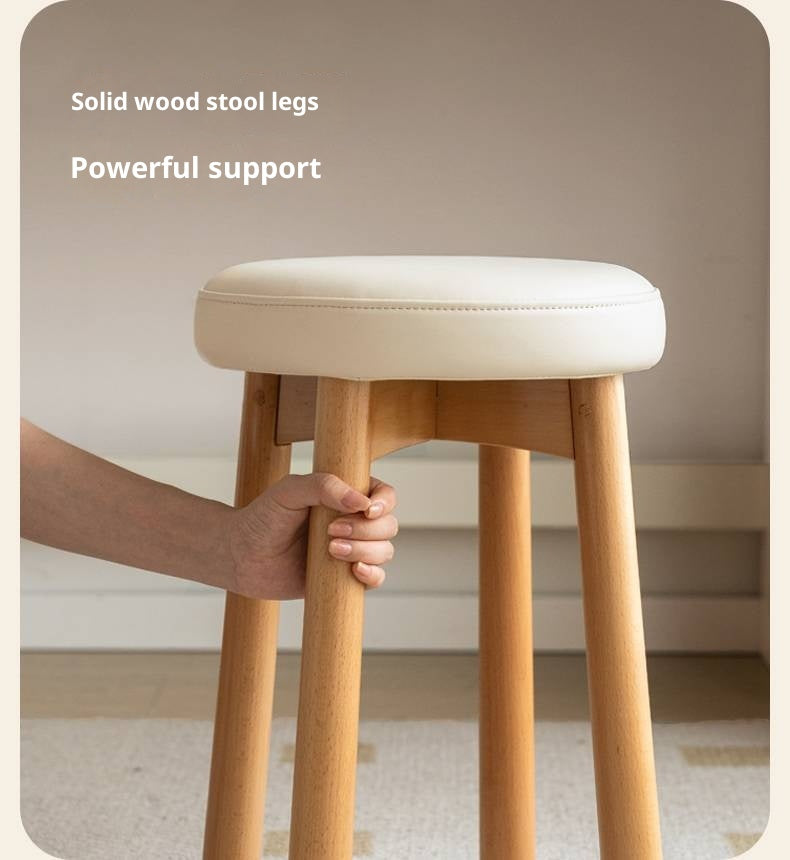 Solid Rubberwood Modern Soft Makeup Stool