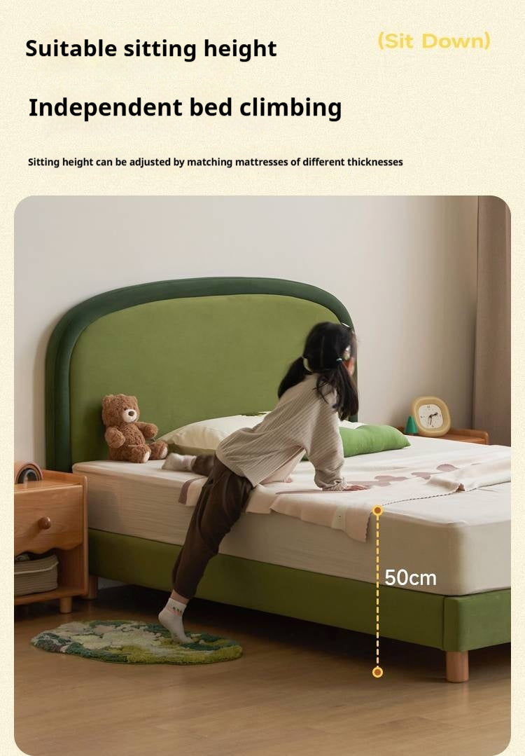 Fabric Children's Bed High Head Soft Bed