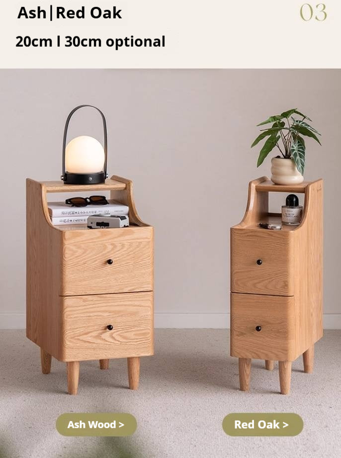 Solid Rubberwood Cream Style Nightstand
