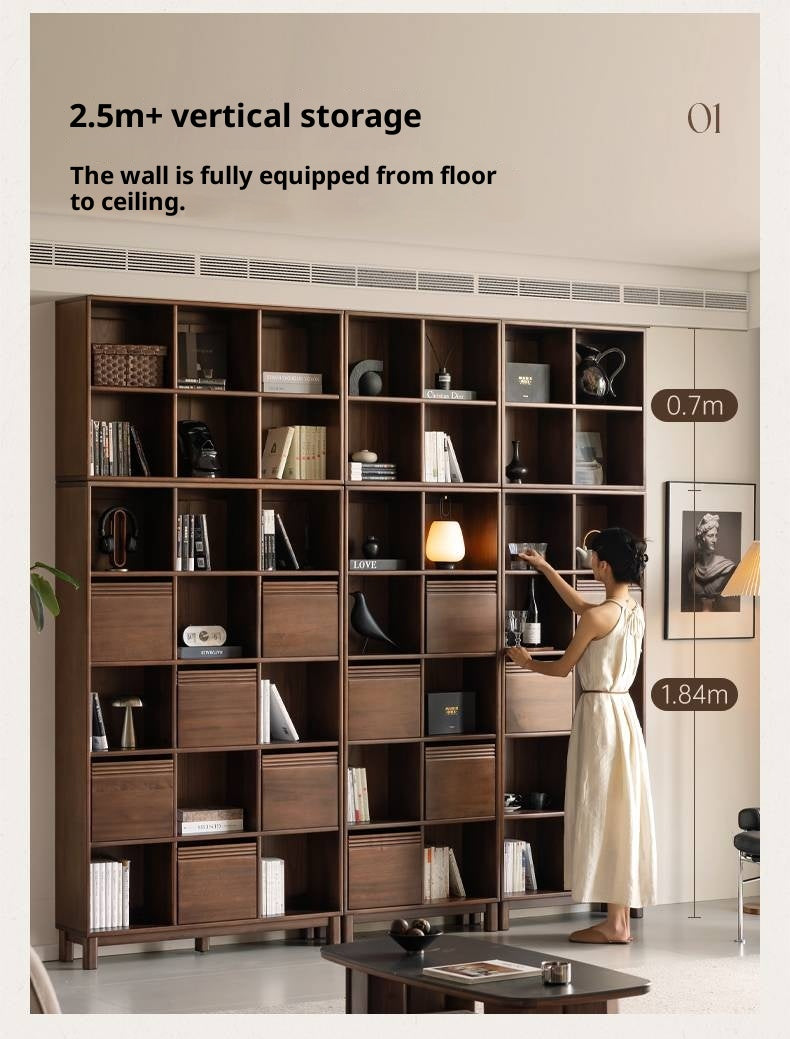 Sandalwood Solid Wood Light Luxury Style Bookshelf