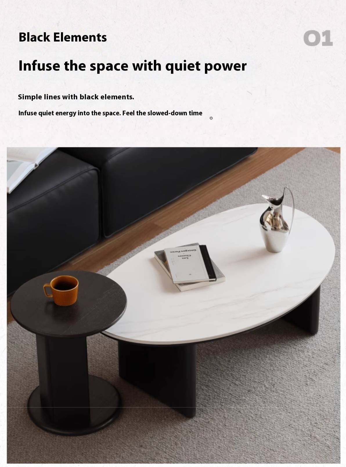 Oak, Ash Solid Wood Rock Slab Coffee Table Combination