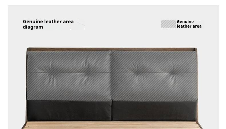 Oak Solid Wood Luxury Genuine Leather Box Bed