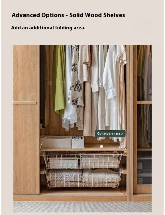 Ash Solid Wood Modern Wardrobe With Sliding Doors