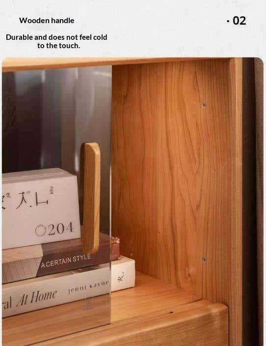 Cherry Solid Wood Retro Storage Side Cabinet.