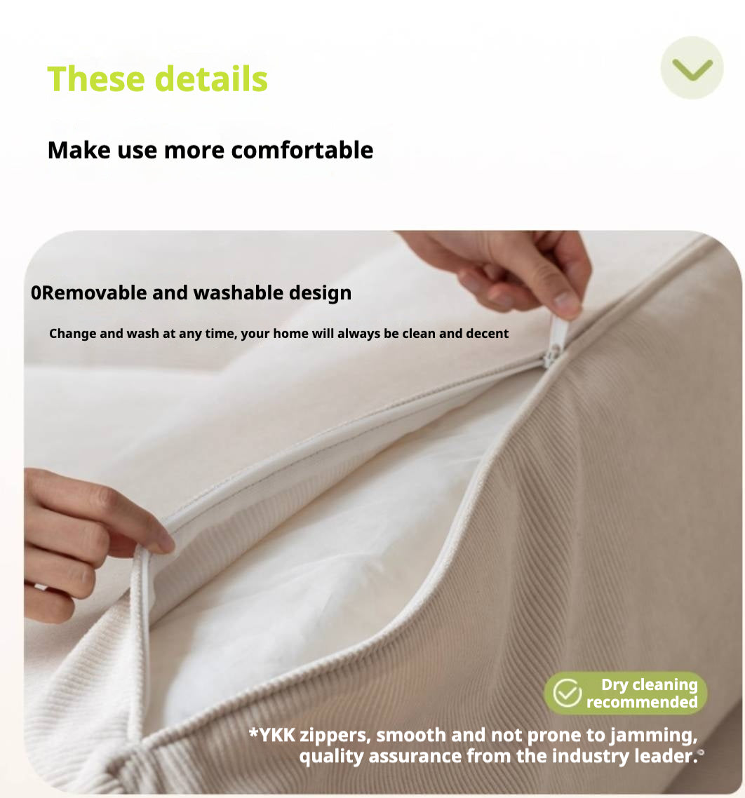 Oak Solid Wood Modern Casual High-Back White Fabric sofa