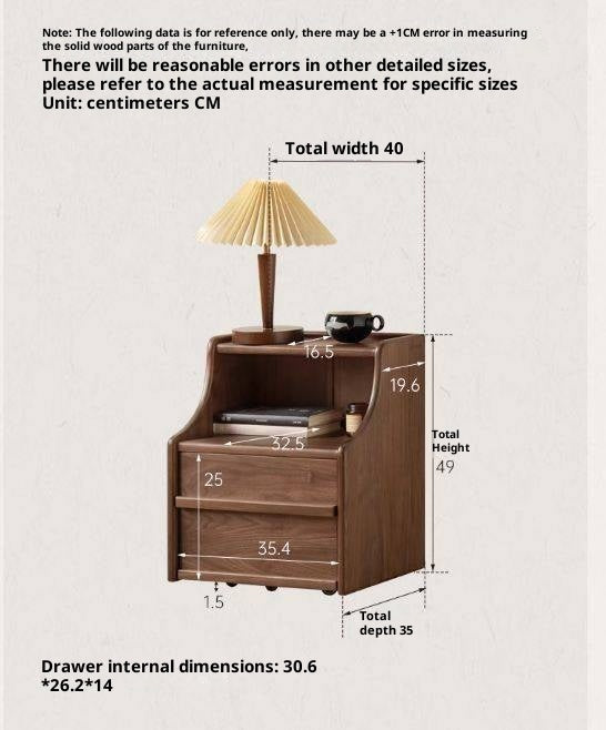 Black Walnut Solid Wood Italian Light Luxury Nightstand