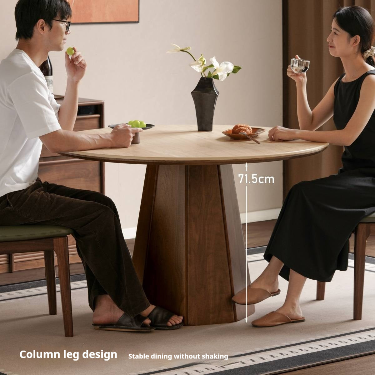 Black Walnut Solid Wood Round Slab Dining Table