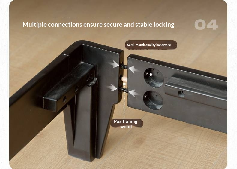 Rubberwood Solid Wood Bed — Modern Minimalist Design with Black Soft Headboard