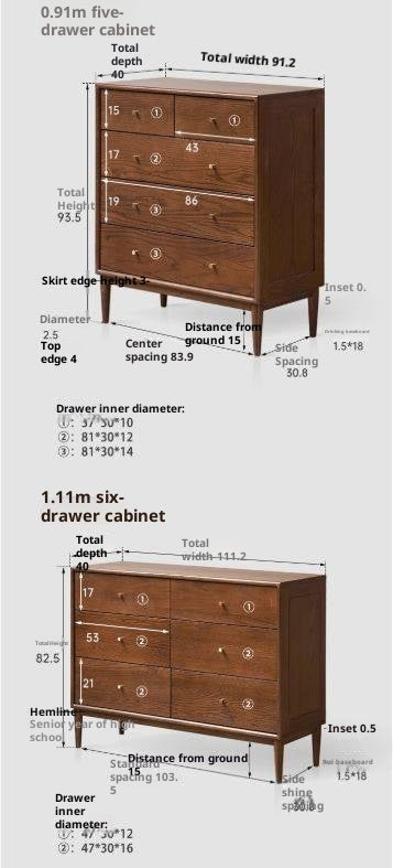 Oak, Solid Rubberwood Modern Minimalist Chest of Drawers