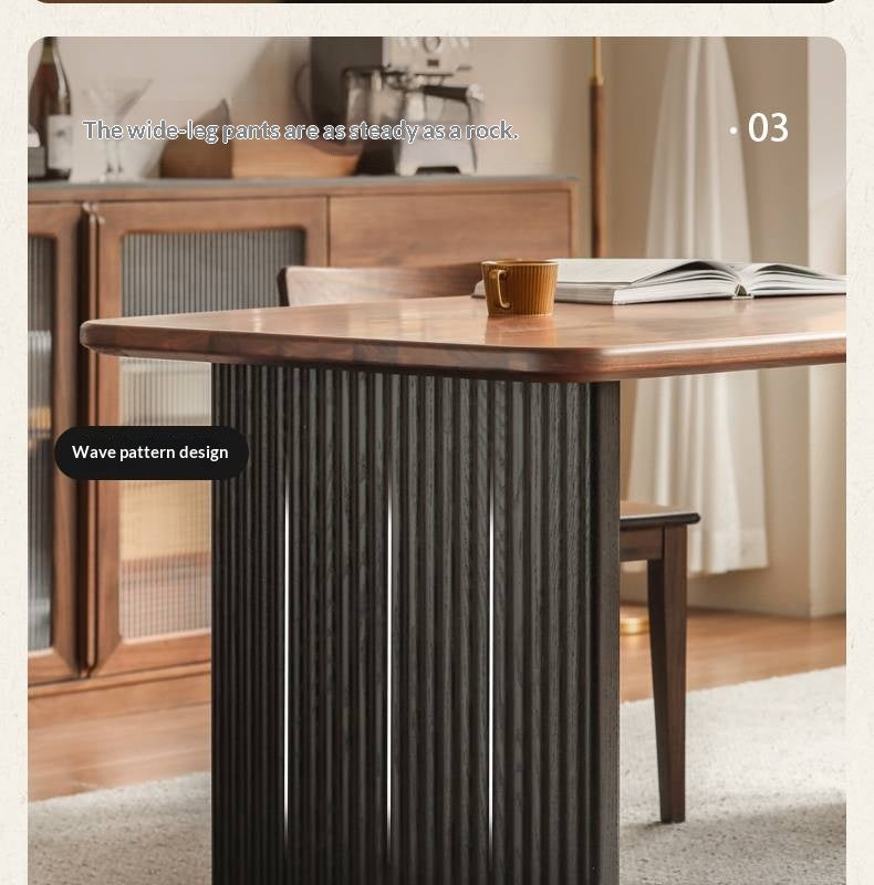 Black Walnut Solid Wood Light Luxury Style Dining Table