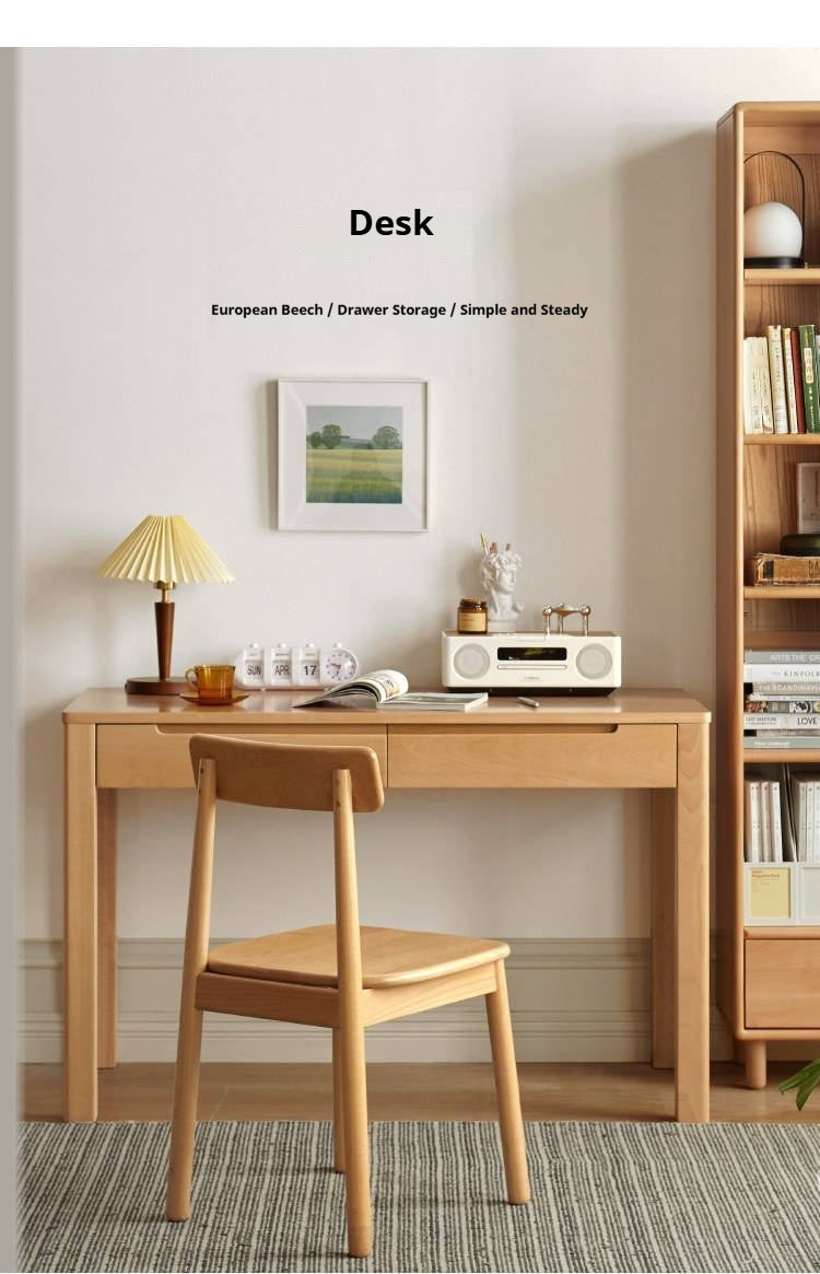 Beech Solid Wood Study Computer Office Desk