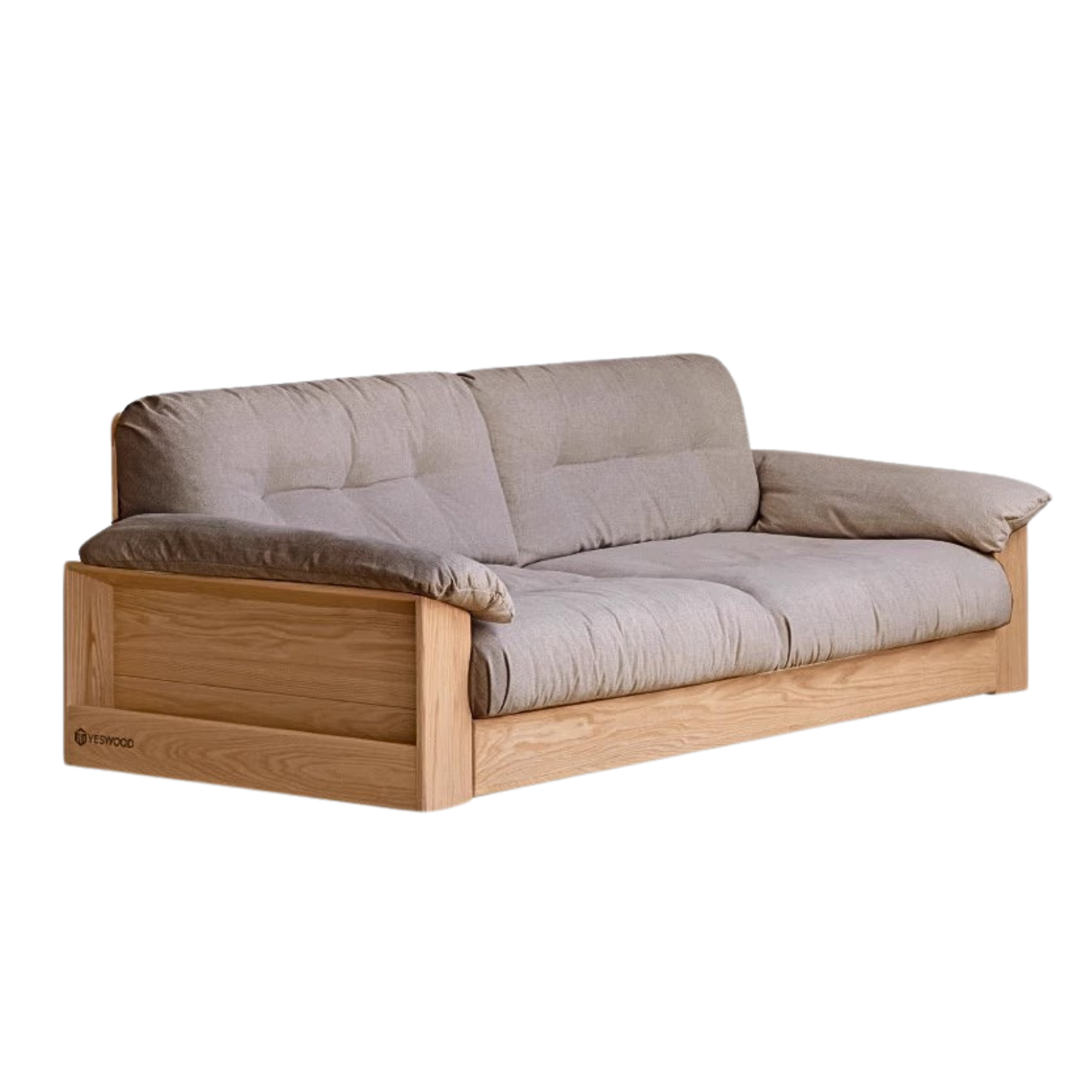 Oak Solid Wood Floor Storage Sofa, Goose Down.