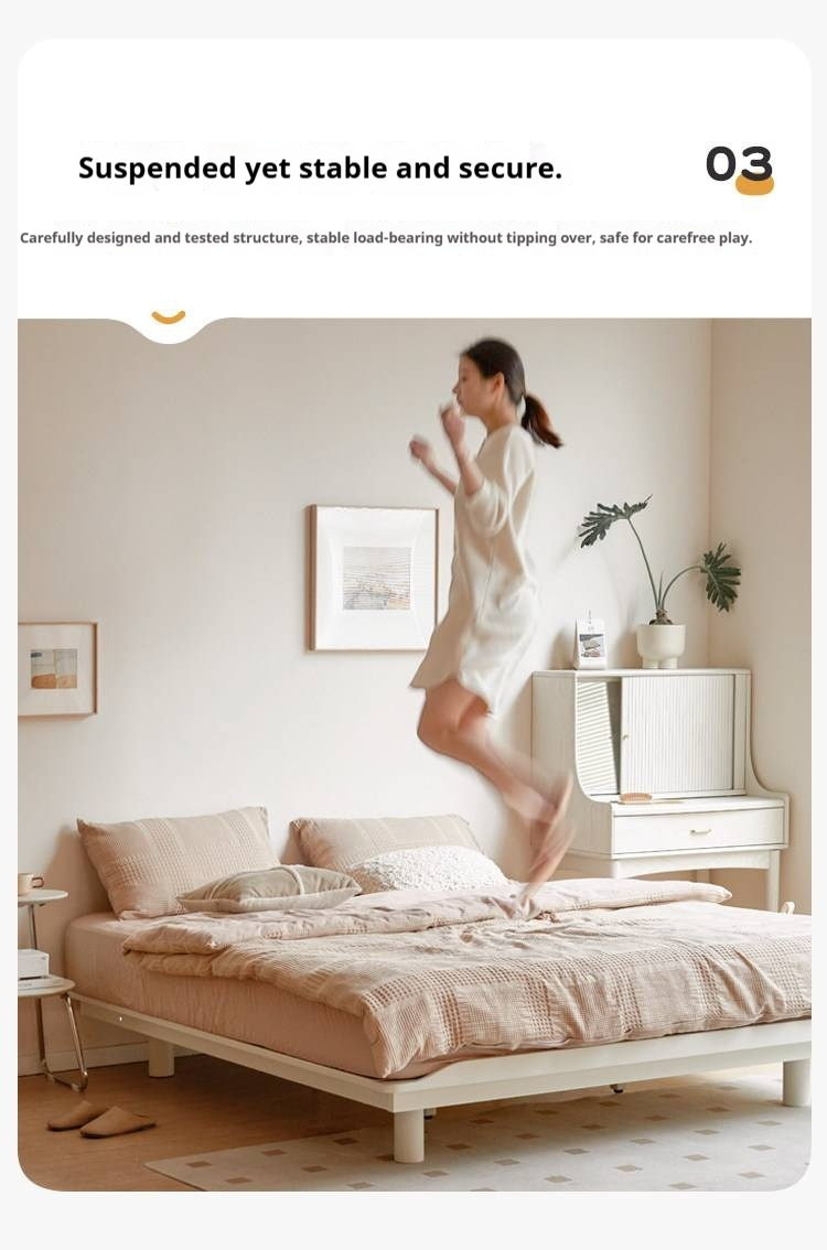 Pine Solid Wood Platform Bed, Headboard-Free Bed, Floor-Standing Floating Bed