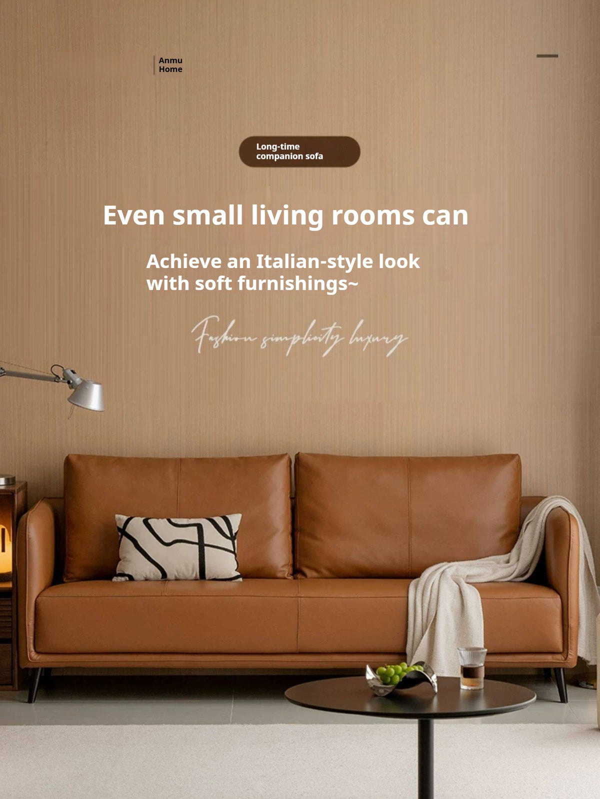 Genuine Leather Sofa, Italian Minimalist Design