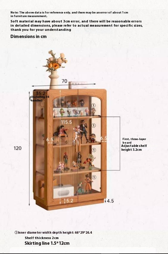 Cherry Solid Wood Retro Style With Light Side Cabinet.
