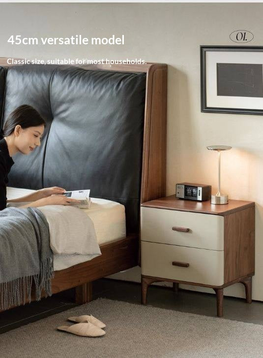 Black Walnut Solid Wood Italian Light Luxury Nightstand