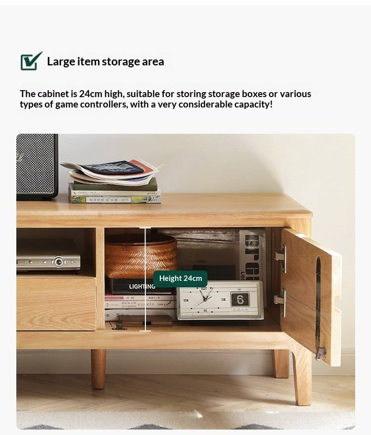 Oak, Solid Rubberwood Modern TV Stand