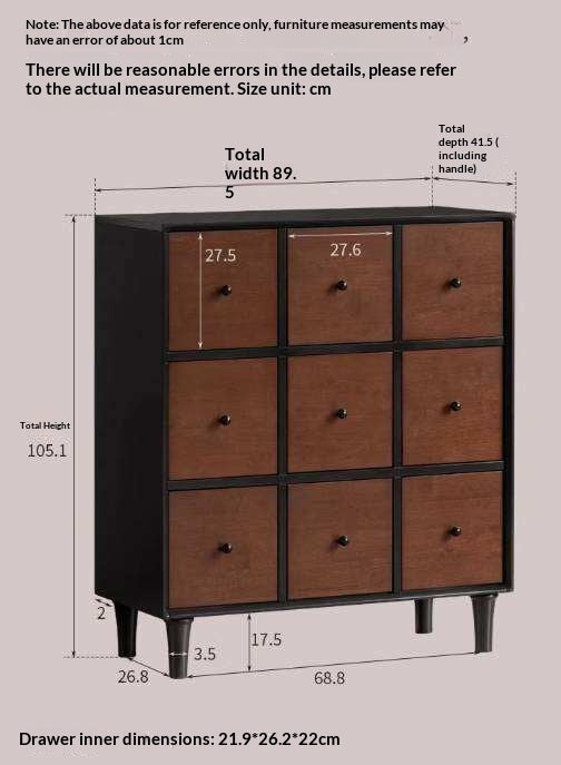 Rubberwood Solid 9-Drawer Dresser, Mid Century Bedroom Storage Cabinet