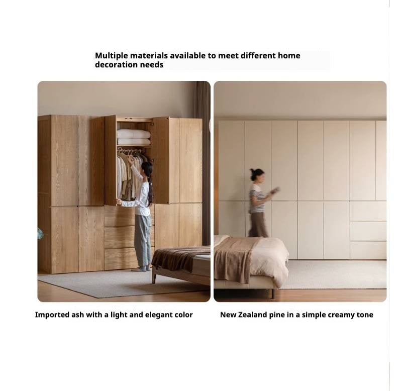 Oak, Ash Solid Wood Sectional Wardrobe