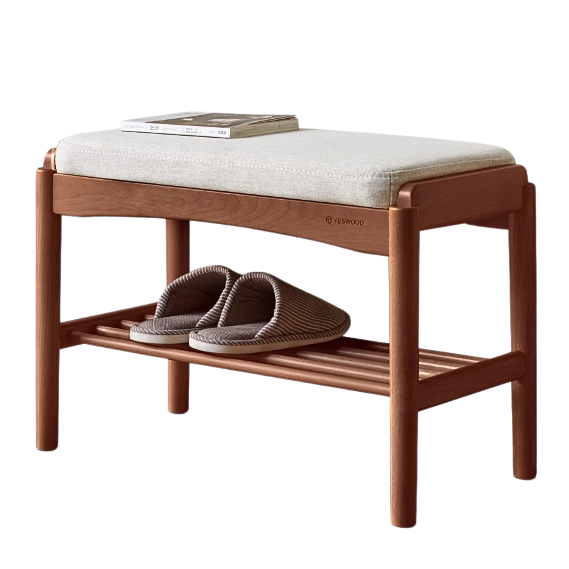 Back Walnut, Oak, Beech, Cherry Solid Wood Shoe Storage Bench