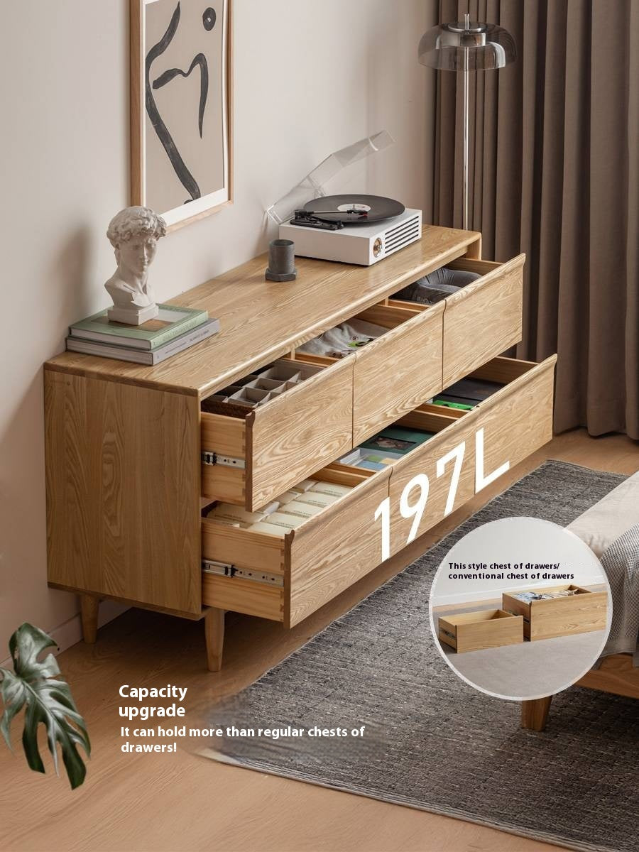 Ash Solid Wood Log Style Six Drawers Cabinet