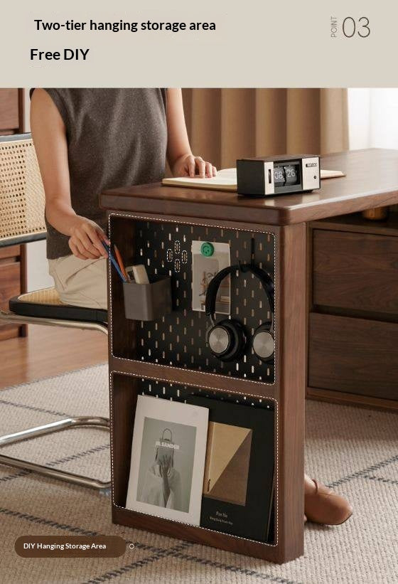 Black Walnut Solid Wood Italian Light Luxury Corner Office Desk