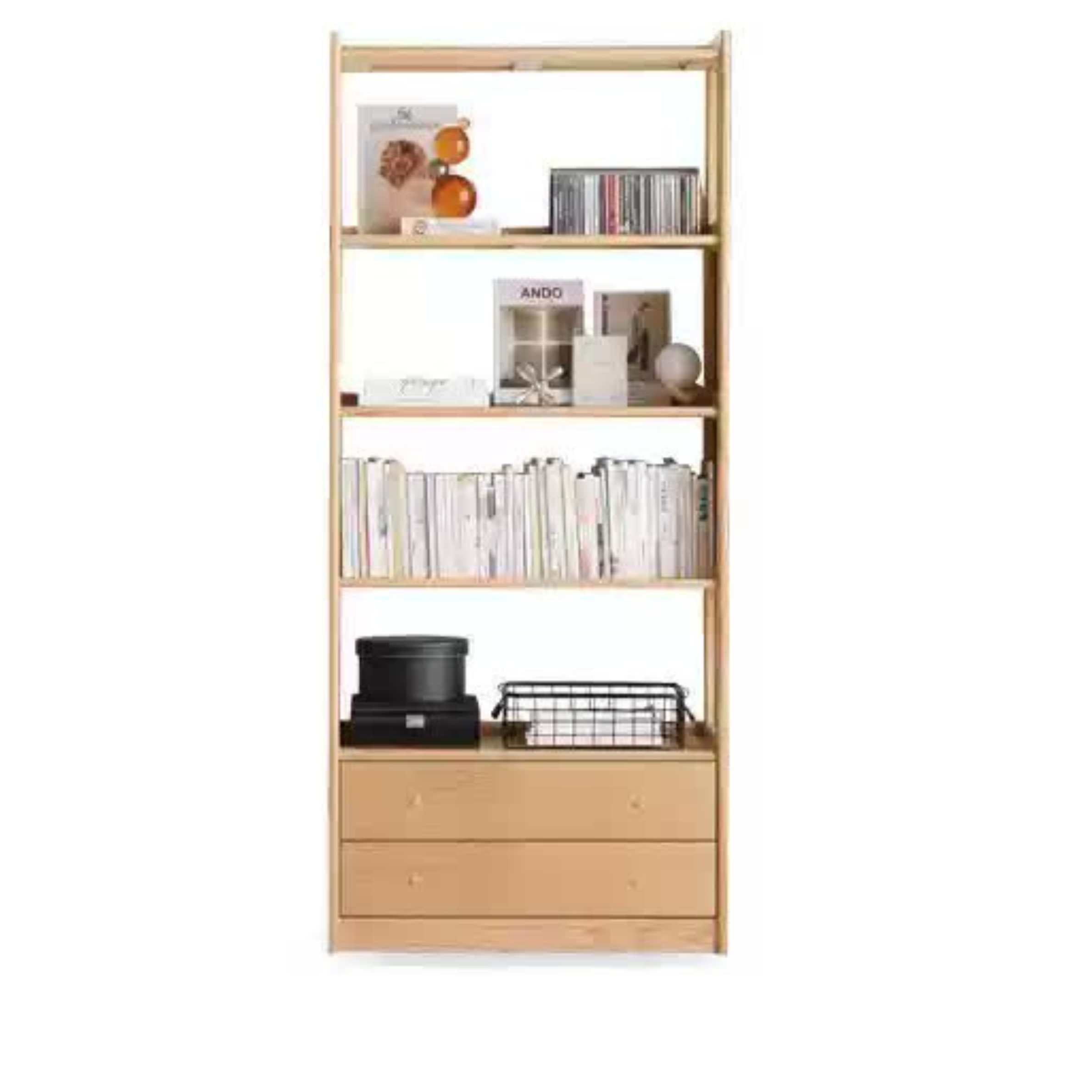 Oak Solid Wood Bookshelf Study Display Floor Combination Shelf