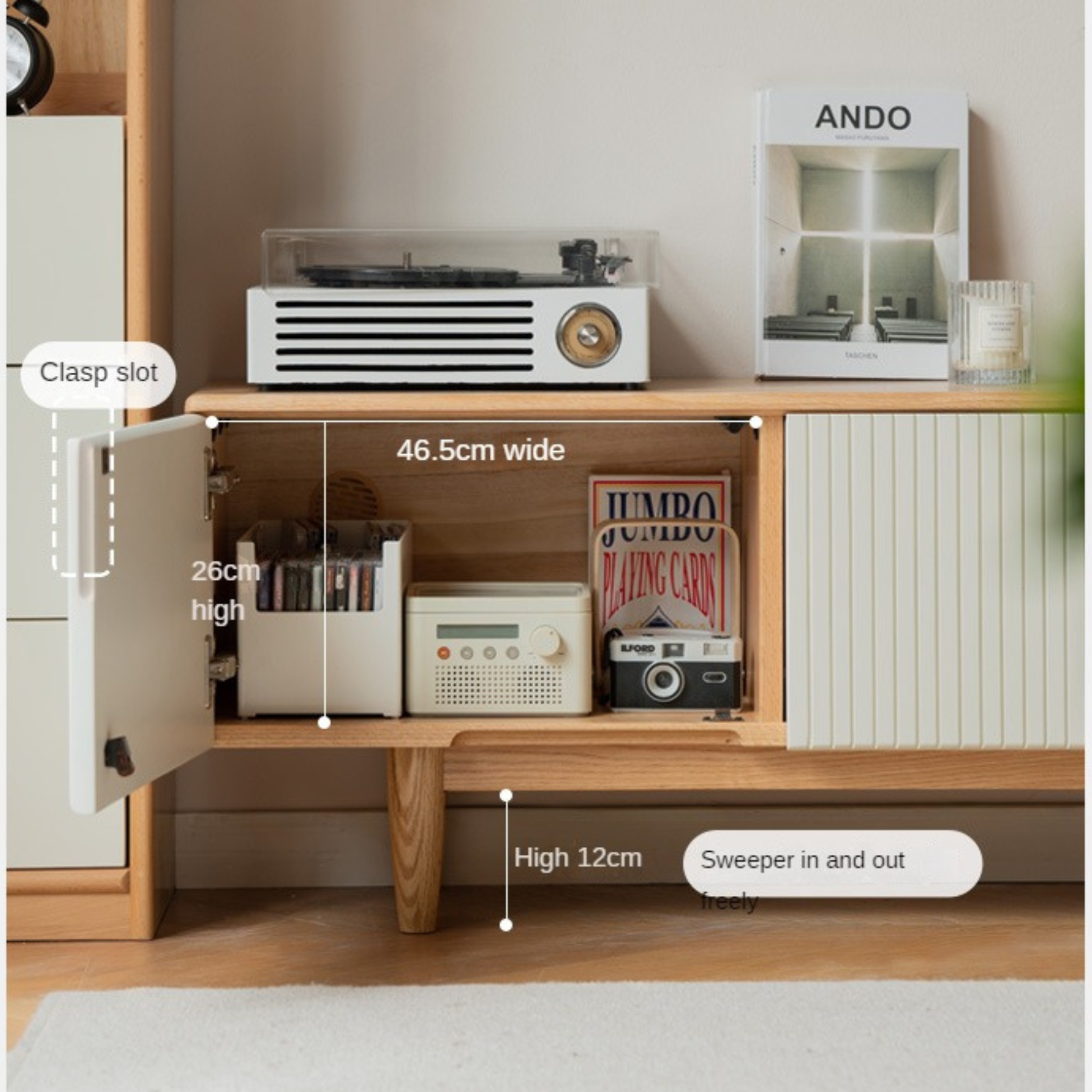 Oak Solid Wood Modern Storage TV Cabinet.