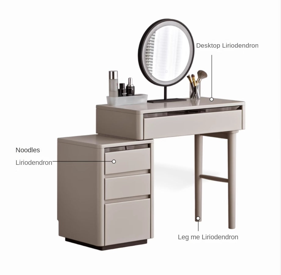 Poplar Solid Wood Light Luxury Retractable Dressing Table.