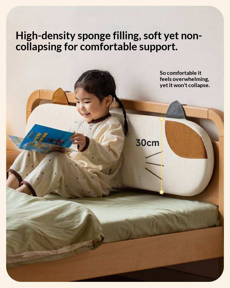 Kids Upholstered Bed with Soft Padded Headboard, Removable Washable Cover