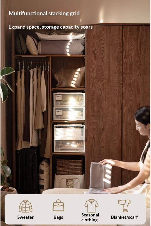 Oak Solid Wood Modern Style Wardrobe