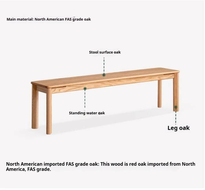 Ash, Oak Solid Wood Modern Long Bench