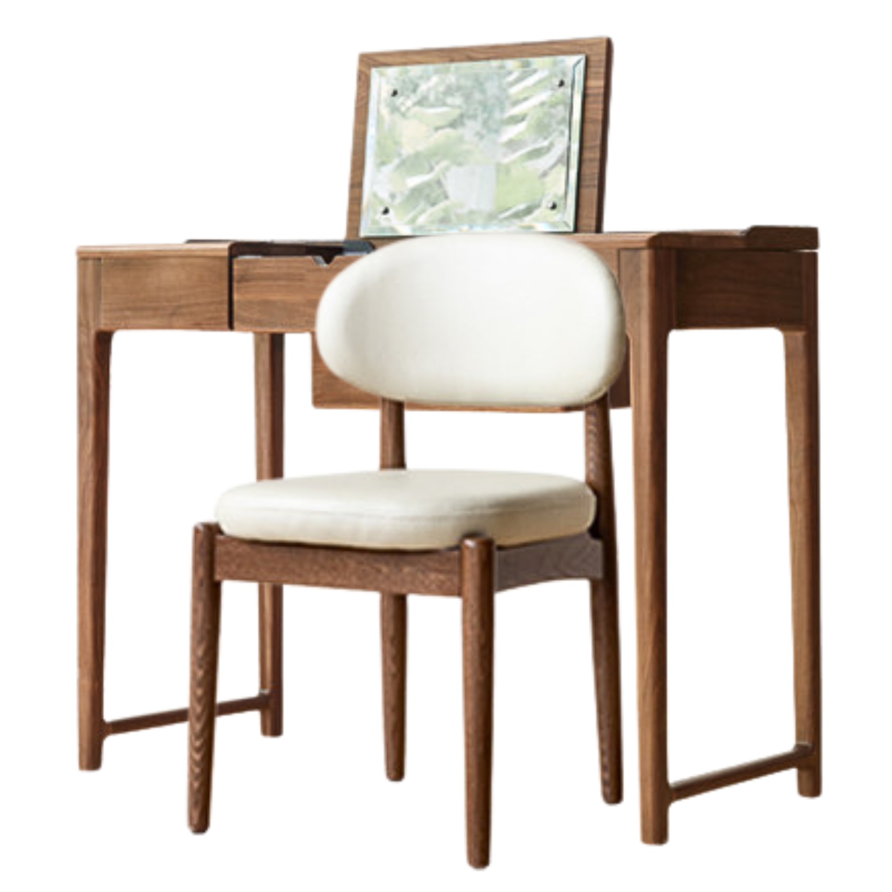 Black Walnut, Ash Solid Wood Flip Dressing Table.